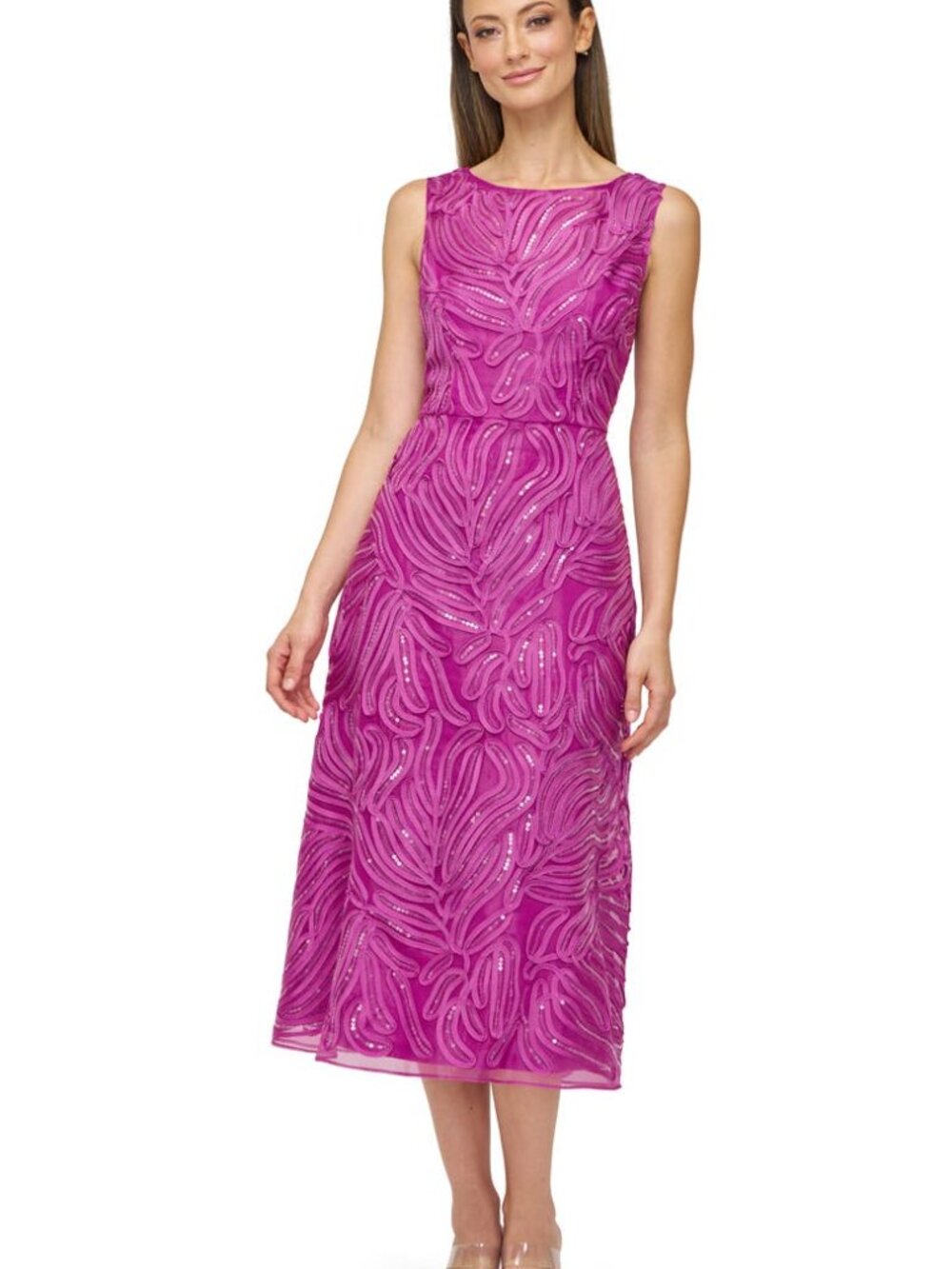 JS Collections Womens Embellished A-Line Dress Deep Orchid Size 6